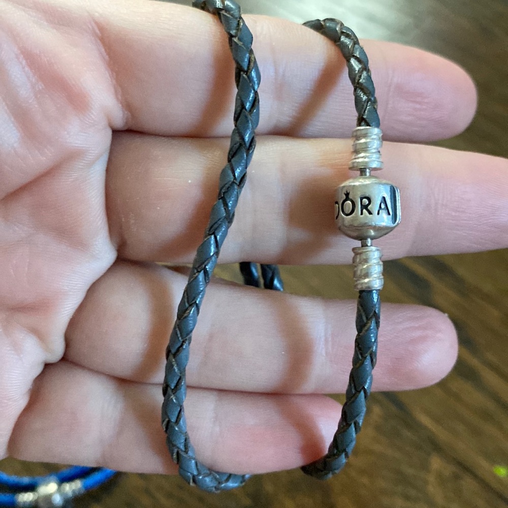Pandora Grey Leather Rope Bracelet